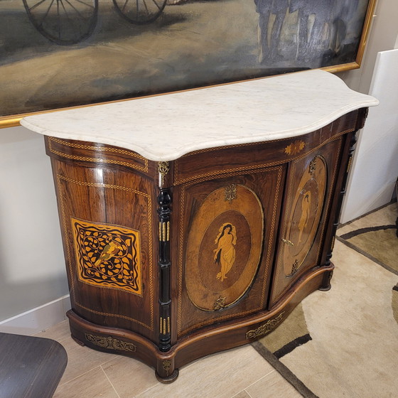 Image 1 of Mueble Entredós / Buffet / Credenza Escuela Catalana, Mármol Y Marquetería, S. Xx – Cataluña