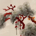 Antique Asian Embroidery Painting of a Black Grouse and Bird
