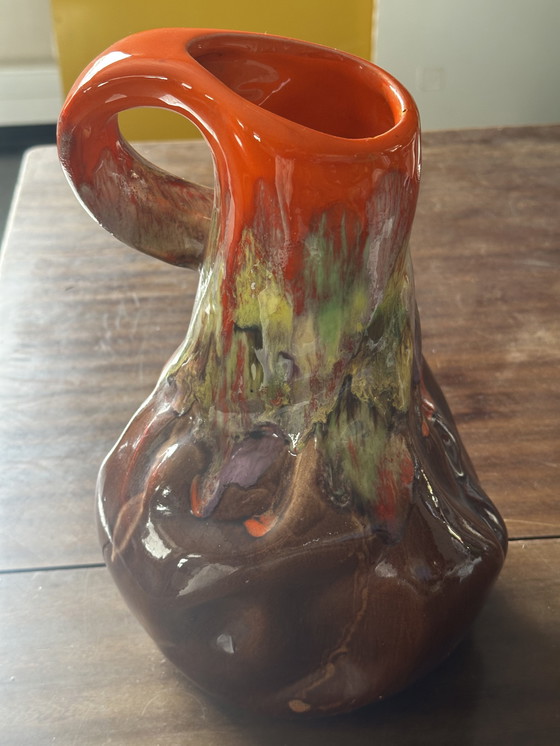 Image 1 of Vintage geglazuurde keramische kan Vallauris H 30 cm