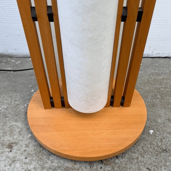 Vloerlamp ‘Manhattan’ -  Domus - hout,  jaren '70, Vloerlampen, Kunststof, Wit (foto 4 van 9)