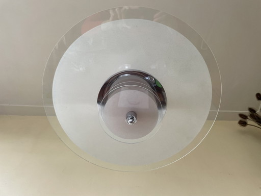 Lamp Disk Lamp Vintage 60s Frosted Glass Chrome French