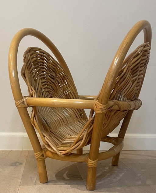 Vintage Zeitschriftenständer aus Rattan | Mid-Century-Design