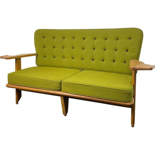 Vintage 2-Sitzer-Sofa aus massiver Eiche von Robert Guillerme und Jacques Chambron, Frankreich 1960
