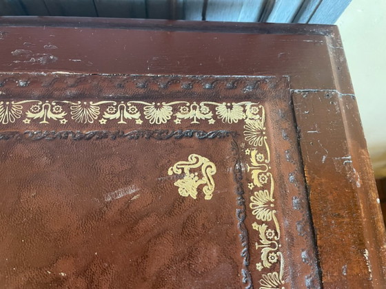 Image 1 of 19th Century Desk Worktable Leather And Inlaid With Gold Leaf