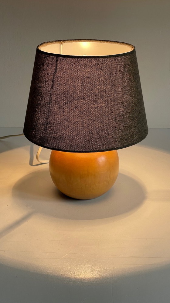 Image 1 of LAMPE Boule Bois Massif ANNEES 70