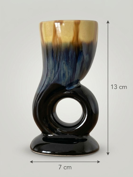 Small Alpho n° 339 Openwork Enamelled Ceramic Vase – circa 1960-1970 – 13 cm (photo 7 of 7)