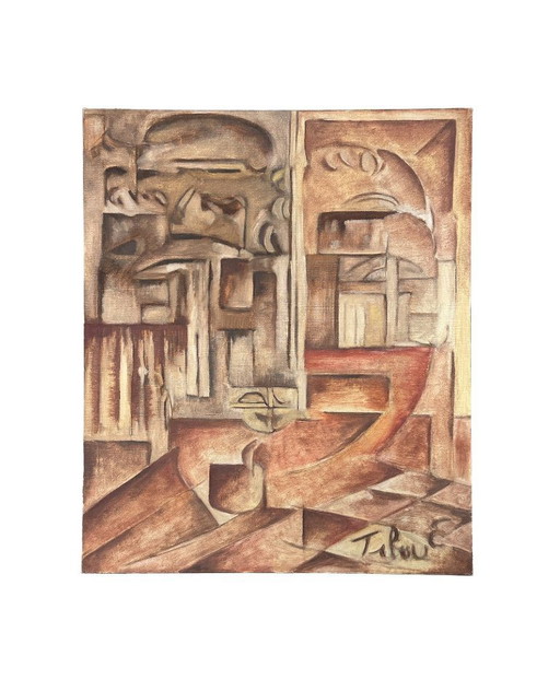 Cubist Abstraction by Erik Tibau, Belgium, 1970s