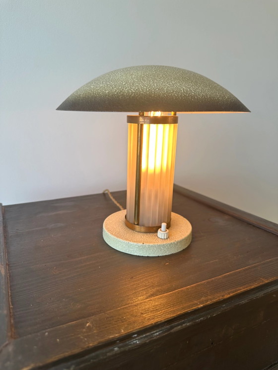 Art Deco Brass & Glass table lamp. France c.1920-30 (photo 8 of 13)