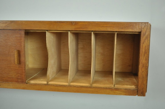 Vintage Mid-Century Wall Cabinet with Sliding Doors, 1960s – Wood (photo 10 of 14)