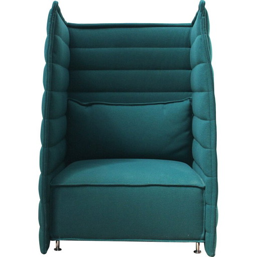 Poltrone vintage in metallo cromato e tessuto blu di Ronan e Erwan Bouroullec per Vitra