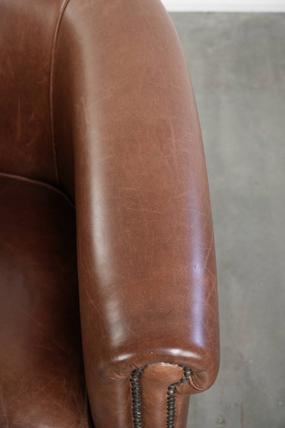 Cognacfarbener Club-Sessel im englischen Stil aus Rindsleder in gutem Zustand – Leather (photo 8 of 11)