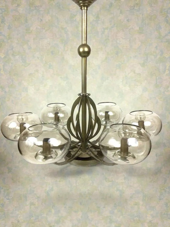 Art Deco Chandelier – Pendant lamps, Metal, Glass (photo 15 of 17)