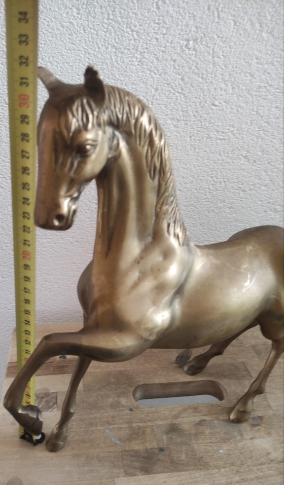 Vintage XL Hollywood Regency Horse - Brass (32 cm) – Sculpture (photo 3 of 5)
