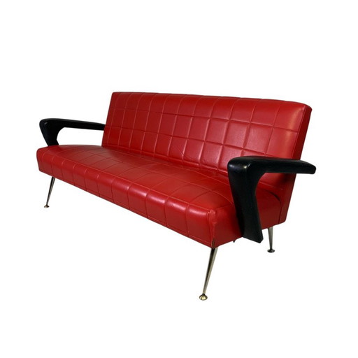 Rockabilly sofa upholstered with skai, 1950s