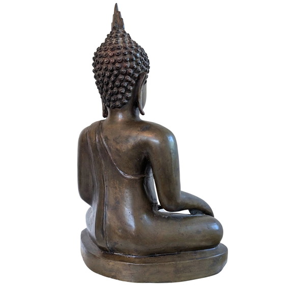 Museum-Quality Lan Xang Masterpiece – Fire-Gilded Bronze with Inlaid Ivory – 46 cm – Sculpture, Gold (photo 4 of 10)