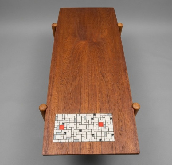 Image 1 of Louis van Teeffelen Modello N. 9 – tavolino reversibile, teak e laminato a mosaico, anni '60