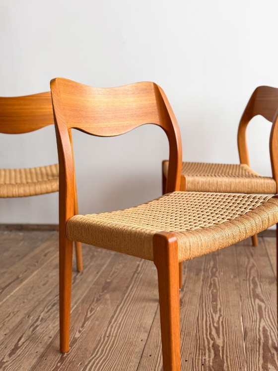 Image 1 of Set van 6 teakhouten eetkamerstoelen van Niels O. Møller voor J.L. Moller, model 71