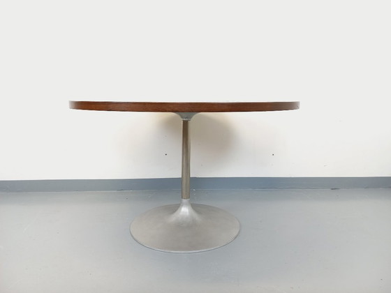 Image 1 of Vintage Round Tulip Dining Table by Dieter Wackerlin in Knoll Style from the 60s-70s in Wood Mosaic and Cast Aluminum