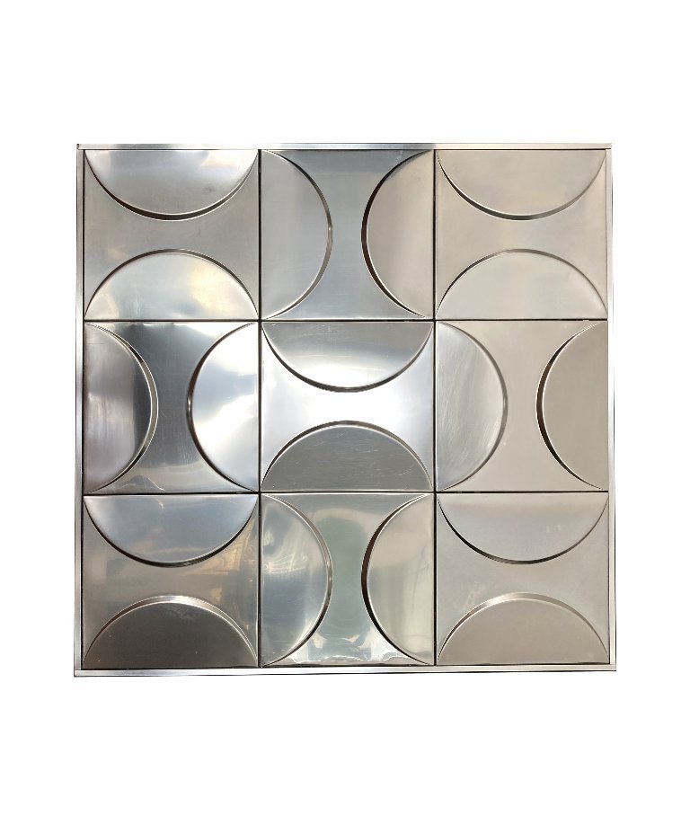 Decoration murale en acier inoxydable art cinetique. 1970 | €3,500