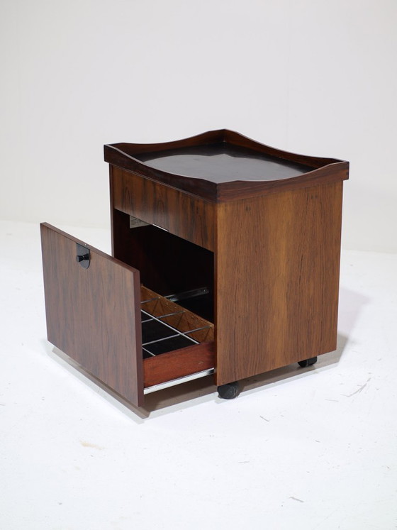 Image 1 of Bar cart trolley with tray, rosewood, Danish, 1960s