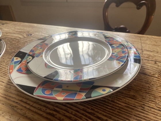 Image 1 of Service de table vintage rare Escenbach, Allemagne, « Living Colours » (19 pièces) - Design Memphis des années 80