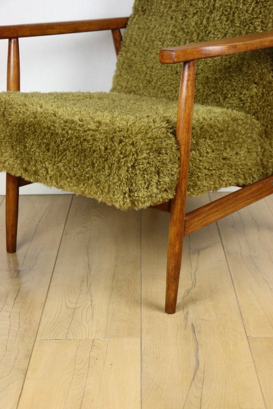Image 1 of Vintage armchair, 1970s, fox - high pile Camel Olive Dark Khaki
