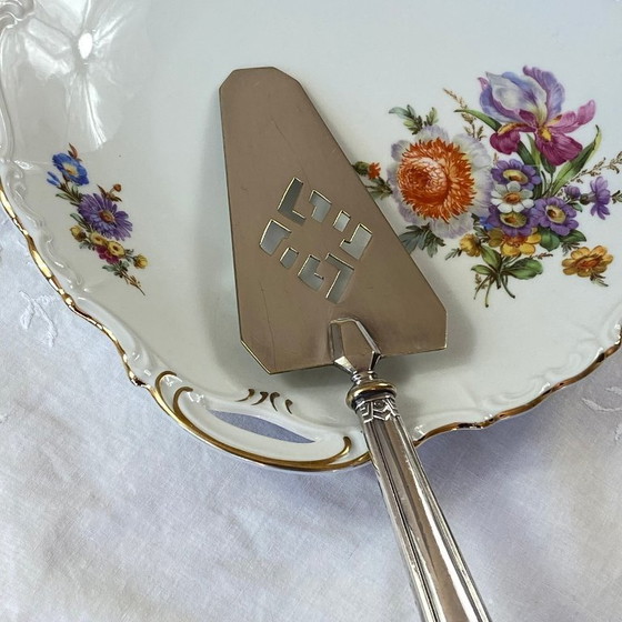 Image 1 of Tweekleurige verzilverde Art Deco taart- of taartschep