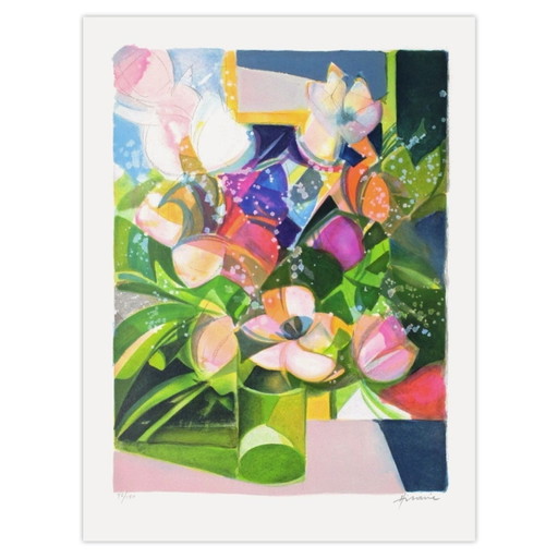 Camille HILAIRE Symphonie rose Litografia firmata 1990