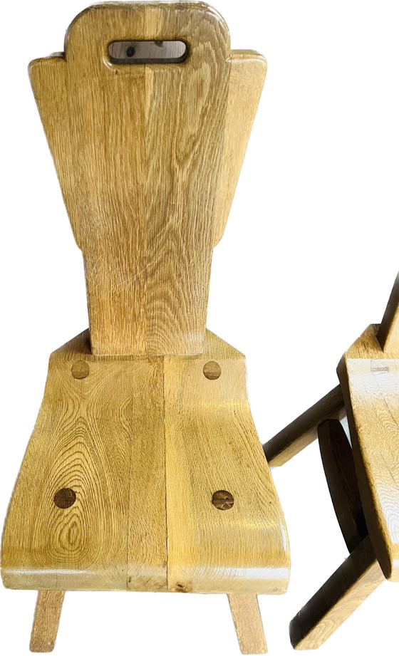 Image 1 of Brutalist Belgisch Zwaar Eiken Stoelen