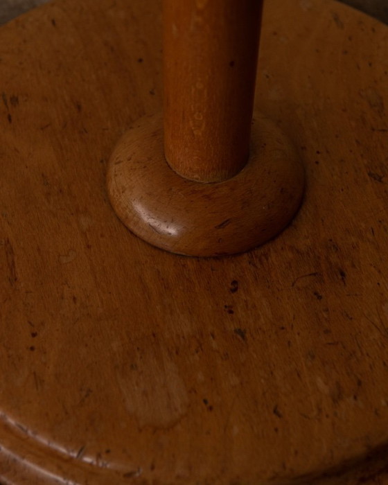 Image 1 of Lampada da terra vintage in pino scandinavo con paralume in tessuto