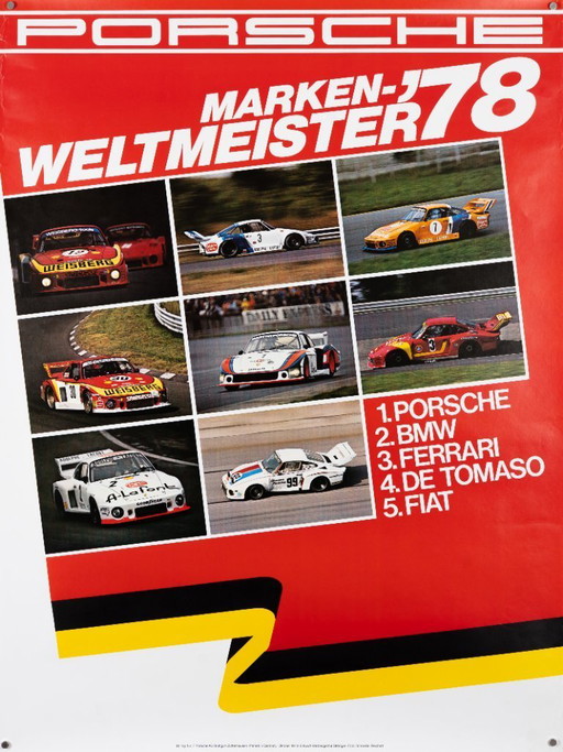 Porsche Markenweltmeister 78 – 1978 – Original Vintage Porsche Poster by Werbeagentur Strenger – Vintage Motorsport – 102x76 cm