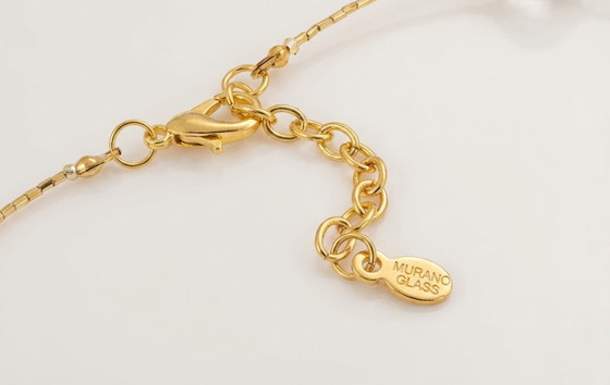 Image 1 of Halsketting van Murano-glas met 24-karaats bladgoud – Gecertificeerd – 86 cm