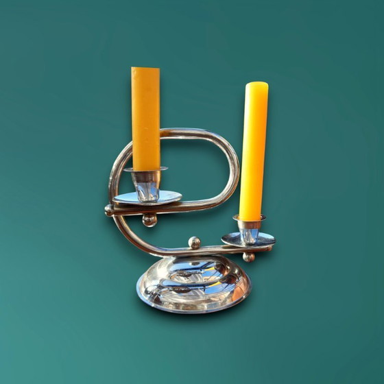 Image 1 of Paire de chandeliers Art Déco chromés