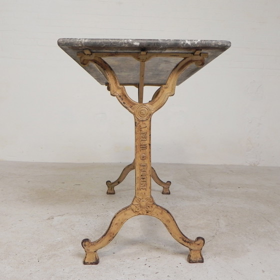 Image 1 of Garden Table, Bistro Table A. Delail Toulouse With Marble Top, 1920s