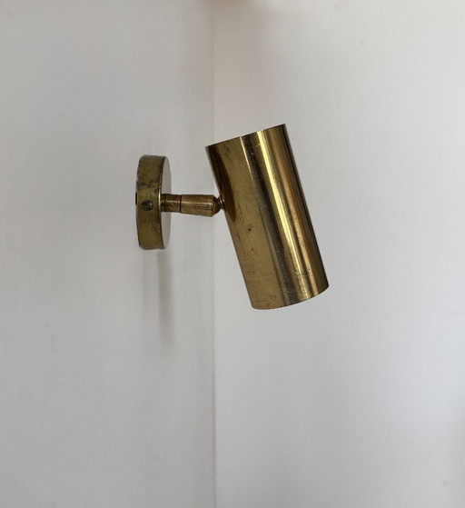 Lampada da parete vintage regolabile in ottone, Francia, 1950