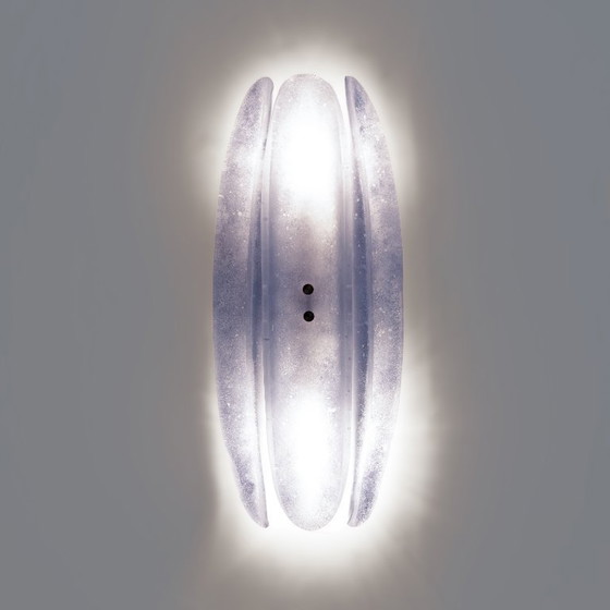 Image 1 of Coppia di appliques in vetro di Murano in stile Fontana Arte, metà del secolo scorso