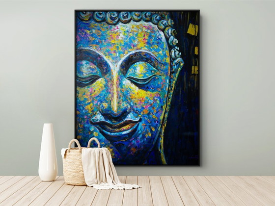 Image 1 of Unique hand-painted Buddha painting “Ocean of Calm” – Seksak Jaichumchen – 100×120 cm
