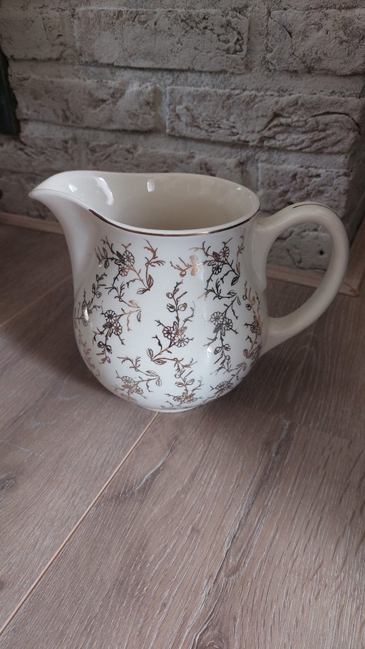 Antique Petrus Regout Milk Jug (16 cm) – Gold Decoration (ca. 1892-1900)