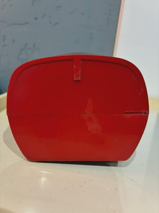 Rhythm Wecker, rotes Space Age Gehäuse, schwarzes Zifferblatt, Japan, 1970er, Dekorative Objekte, Kunststoff (Foto 6 von 6)