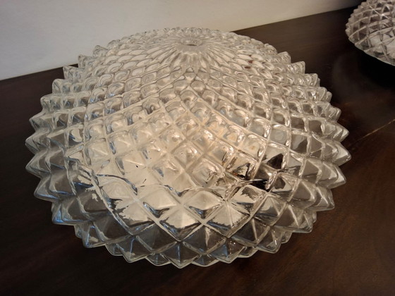 Image 1 of Vintage plafondlampen ananasreliëf jaren 60