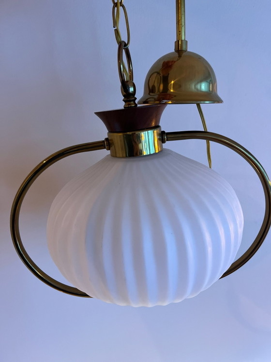 Suspension Mid-Century Moderne par Massive, Belgique, Années 60, Verre, Or, Doré (photo 8 sur 11)