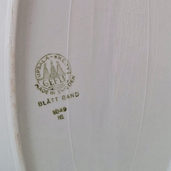 Image 1 of Upsala-Ekeby Oval Serving Dish 'Blätt Band' | Vintage Scandinavian Design | 1960s