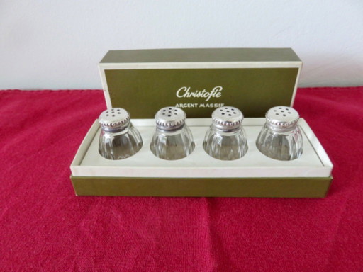 Christofle Solid Silver Salt & Pepper Set in Original Box, France, 1950