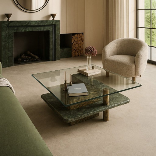 Grande table basse en marbre de Sicile, design italien