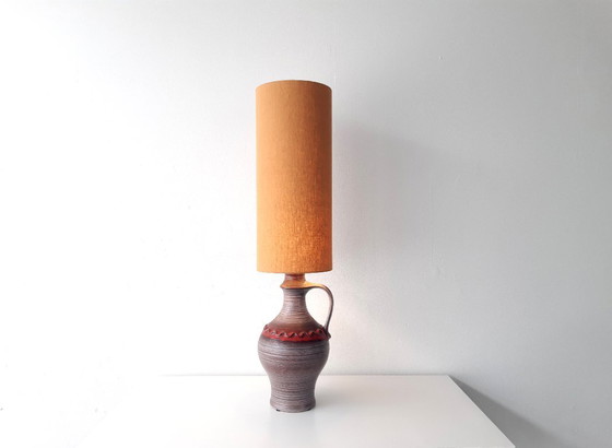 Image 1 of Lampadaire vintage de l'Allemagne de l'Ouest avec abat-jour unique fait à la main par nos soins