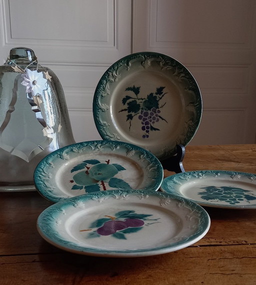 4 platos de postre de loza de Castres