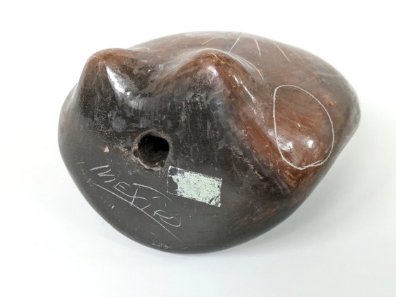 Image 1 of Statuetta di gufo Barro Negro messicano d'epoca | Ceramica fatta a mano in argilla nera di Oaxaca degli anni '70