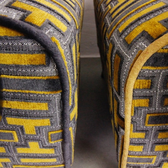 Image 1 of 2x Fauteuils "Gold Tetris" van Jindrich Halabala