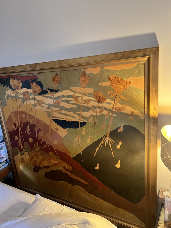 Image 1 of Limitierte Auflage: Kopfteil aus Art-Deco-Holz und Intarsien