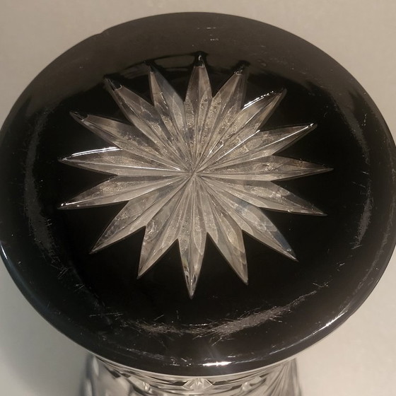 Image 1 of Large black crystal vase, signed Bruno Lehrer, Lorraine, France